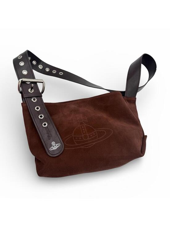 Vivienne Westwood Handbags - Vivienne Westwood Suede Shoulder Bag – Chocolate Brown